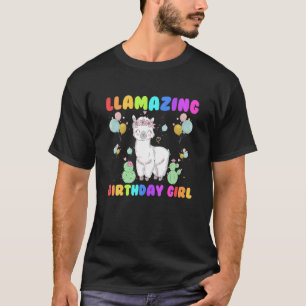 Girl Llama Birthday Llamazing Party Alpaca Ballon T-Shirt