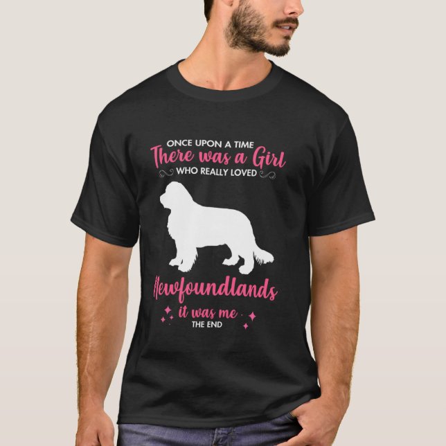 Girl Loves Newfoundland Dog For Men Women Mom Dad  T-Shirt (Vorderseite)