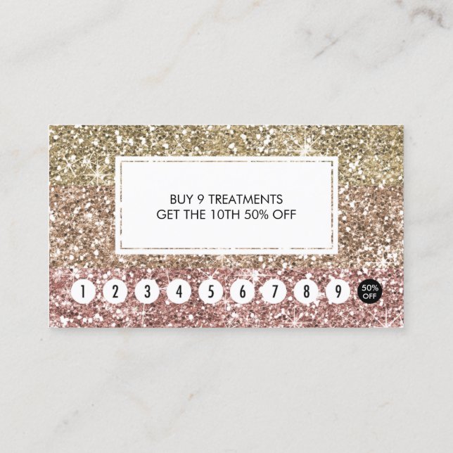 Girl Loyalty Punch Card Imitate Rose Gold Glitzer Treuekarte (Rückseite)
