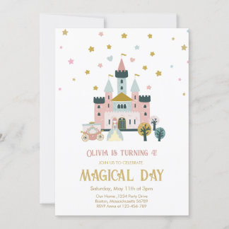 Girl Magical Day Princess Burg Geburtstag Einladung