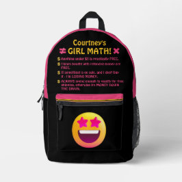 Girl Math Fun Personalisiert Bedruckter Rucksack