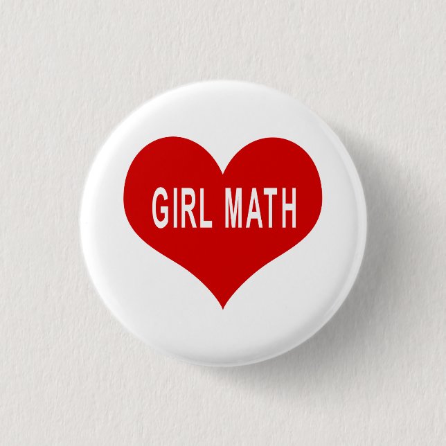 GIRL MATH Red Liebe Heart Button (Vorderseite)