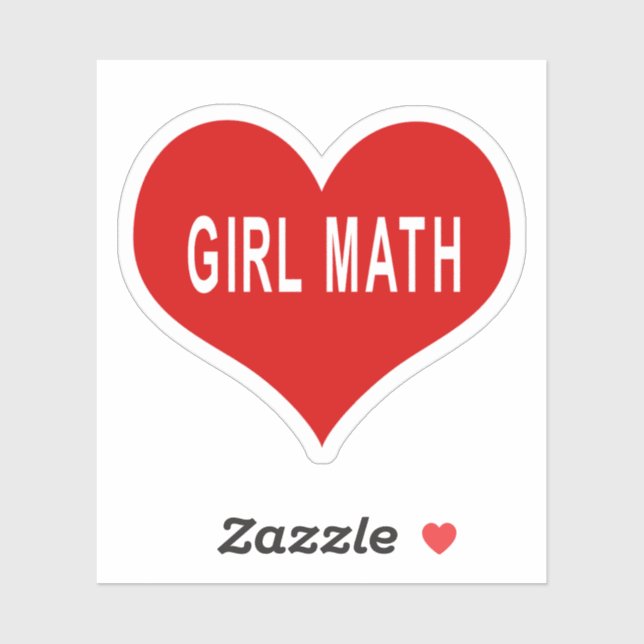 GIRL MATH Red Liebe Heart Vinyl Sticker (Blatt)