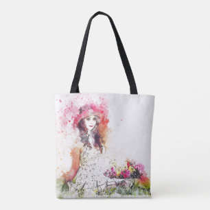 Girl Meadow Grass Field Blume Aktionskorb Hat Läch