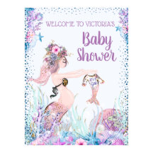 Girl Mermaid Baby Shower Signs