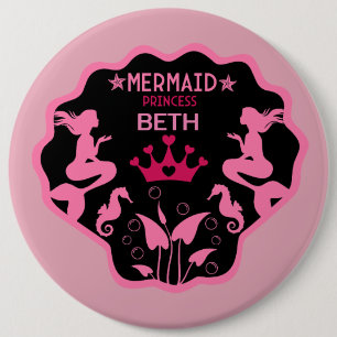 Girl Mermaid Princess Button