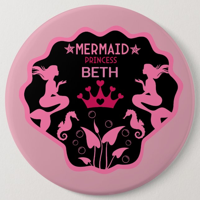 Girl Mermaid Princess Button (Vorderseite)