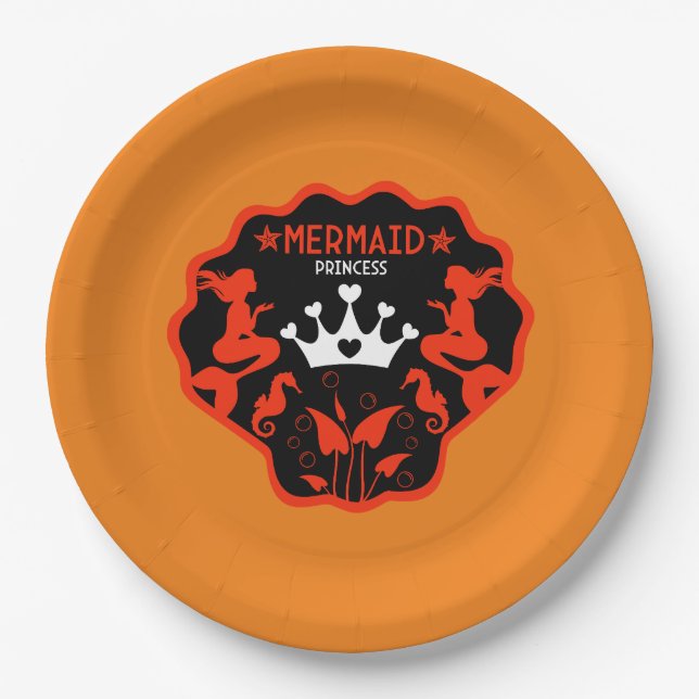 Girl Mermaid Princess Pappteller (Vorderseite)