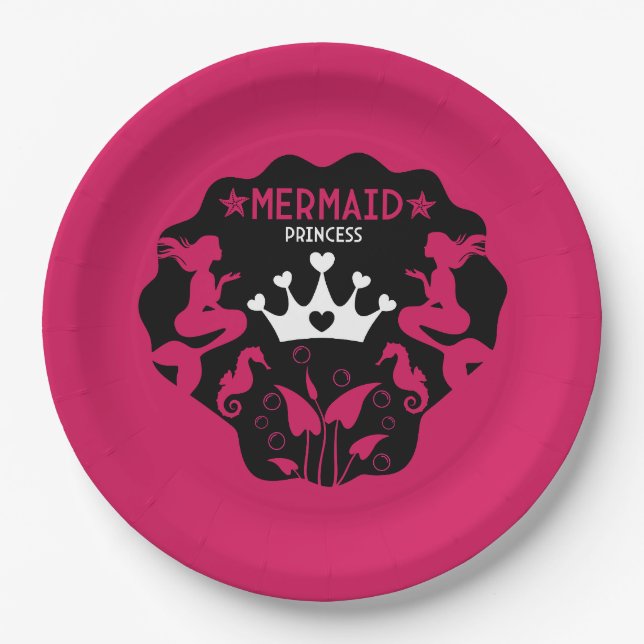 Girl Mermaid Princess Pappteller (Vorderseite)