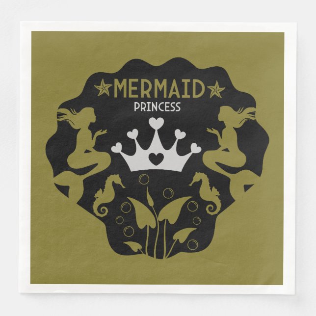 Girl Mermaid Princess Serviette (Vorderseite)