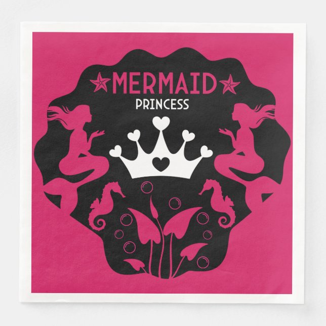 Girl Mermaid Princess Serviette (Vorderseite)