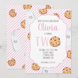 Girl Milk and Cookies Rosa 2. Geburtstag Einladung