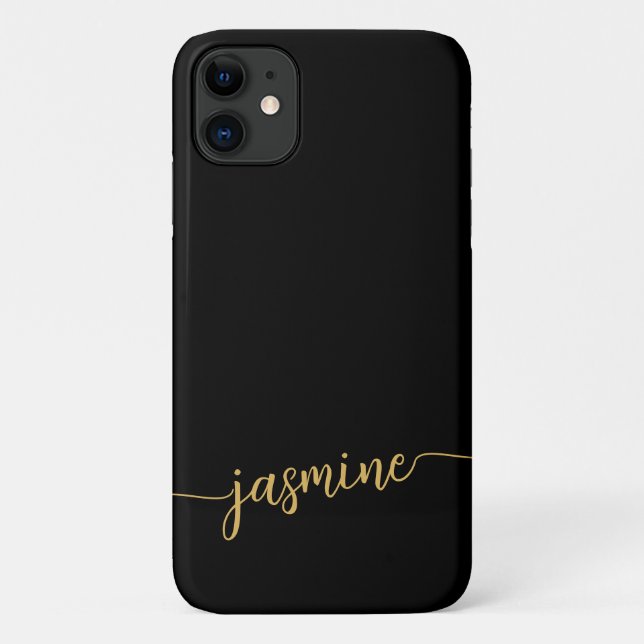 Girl Minimalistisch Black Monogram Name Script Case-Mate iPhone Hülle (Rückseite)