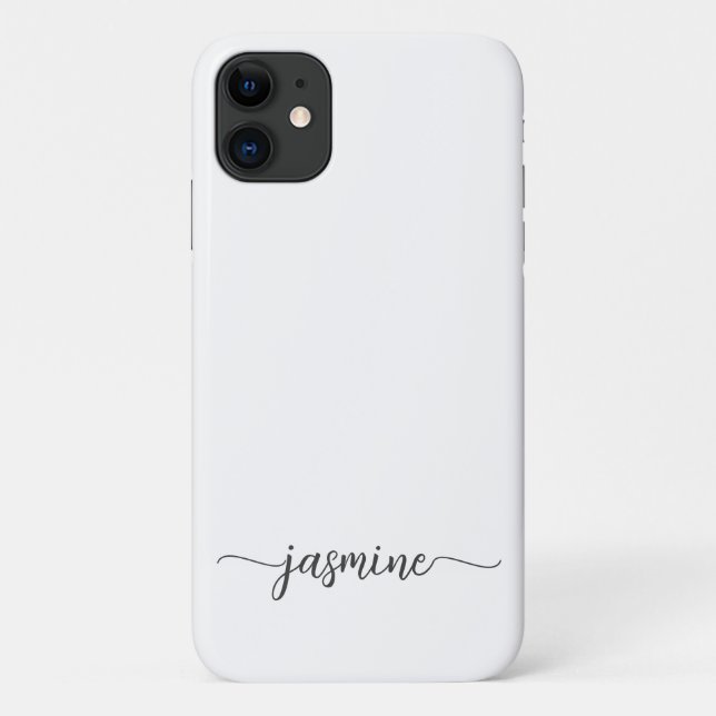 Girl Minimalistisch White Monogram Name Script Case-Mate iPhone Hülle (Rückseite)
