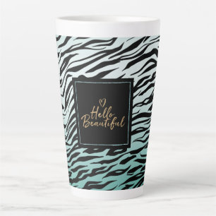 Girl Mint Black Zebra Print Ombre Hallo Schöne Milchtasse