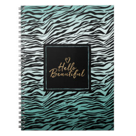 Girl Mint Black Zebra Print Ombre Hallo Schöne Notizblock