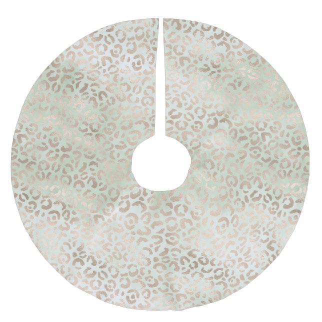 Girl Mint Glam Gold Leopard Printfarbe Polyester Weihnachtsbaumdecke (Vorderseite)