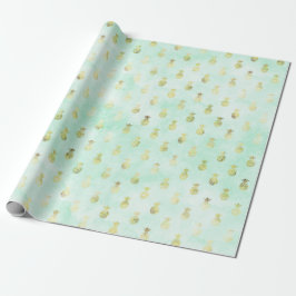 Girl Mint Glam Gold Tropische Ananas Geschenkpapier