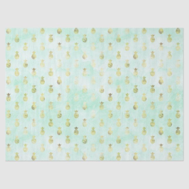 Girl Mint Glam Gold Tropische Ananas Seidenpapier (Vorderseite)