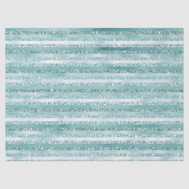 Girl Mint Glitzer Glam Stripes Geburtstag Seidenpapier (Vorderseite)