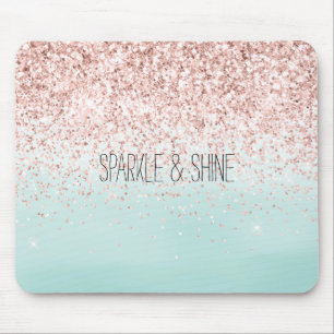 Girl Mint Ombre Glam Pink Glitzer Mousepad