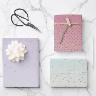 Girl Mint Pink Lavender Ombre Gold Glam Geschenkpapier Set