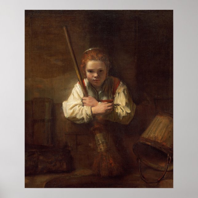Girl mit Broom - Rembrandt Fine Art Poster (Vorne)