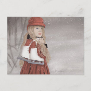 Girl mit Ice-Skaten JW Postkarte