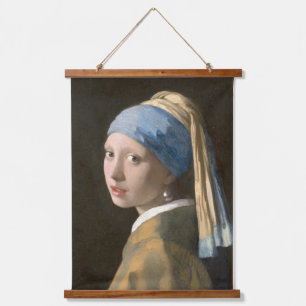 Girl mit Perl Earring-Johannes Vermeer Art Wandteppich Mit Holzrahmen