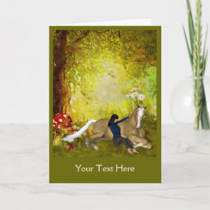 Girl mit Pferdefantasie Art Foto Card Karte
