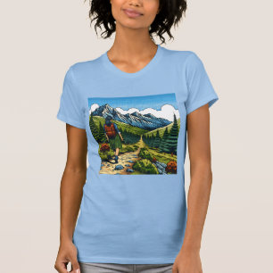 Girl mit Rucksack Wandern im Val Piora T-Shirt