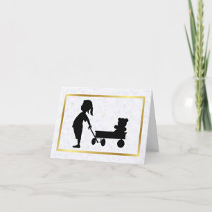 Girl mit Teddy Bear Silhouette Grußkarte Karte