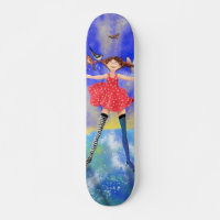 Girl mit Vogelschützern - Skateboard-Freunde