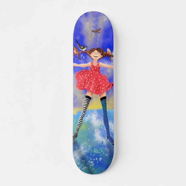 Girl mit Vogelschützern - Skateboard-Freunde Skateboard (Vorne)