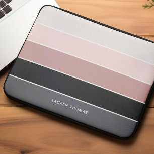 Girl Modern Stripes Personalisiert Laptopschutzhülle