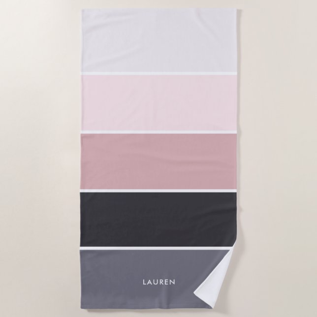 Girl Modern Stripes Personalisiert Strandtuch (Vorderseite)