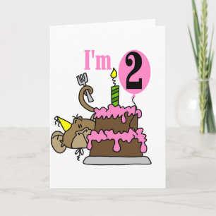 Girl Monkey I m 2 Birthday Tshirts Karte