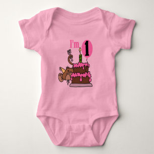 Girl Monkey Ich bin ein Geburtstagshirt Baby Strampler