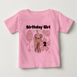 Girl Monkey mit Geschenken 2. Geburtstagshühner Baby T-shirt
