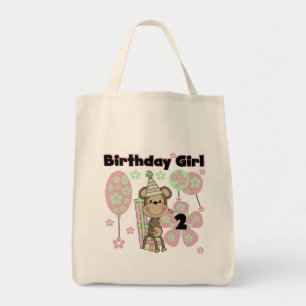 Girl Monkey mit Geschenken 2. Geburtstagshühner Tragetasche