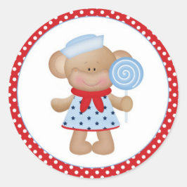 Girl Monkey Sailor Runder Aufkleber