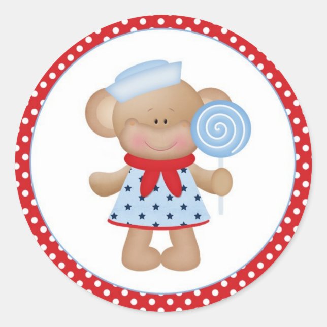 Girl Monkey Sailor Runder Aufkleber (Vorderseite)