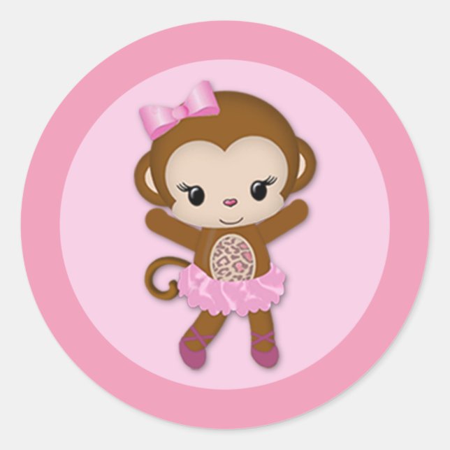 GIRL MONKEY Tu Tu Niedlich Baby Showaufkleber TTC  Runder Aufkleber (Vorderseite)