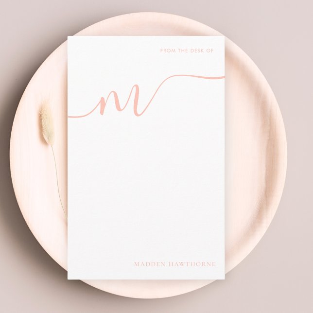 Girl Monogram Calligraphy Coral Pink Note Paper Briefpapier (Von Creator hochgeladen)