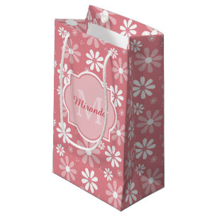 Girl Monogram Niedlich Pink Daisy Blume mit Namen Kleine Geschenktüte