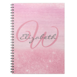 Girl Monogram Pink Ombre Soft Glitzer Shimmer Notizblock