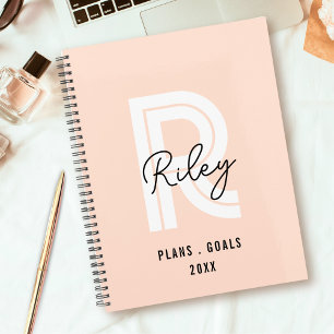 Girl Monogram Script Blush Pink Niedlich Retro Tre Planer