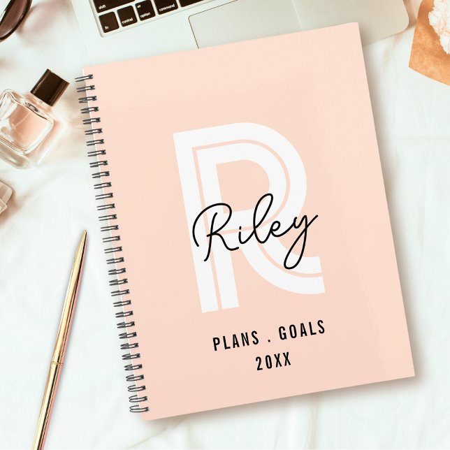 Girl Monogram Script Blush Pink Niedlich Retro Tre Planer (Von Creator hochgeladen)