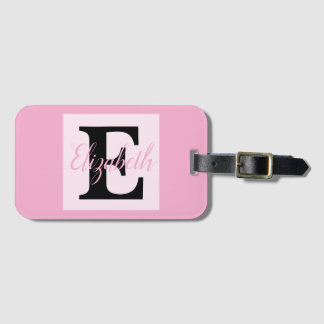 Girl Monogram und Name pink lila Luggage Gepäckanhänger
