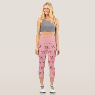 Girl Monogramm und Name Rosa rot Capri Leggings